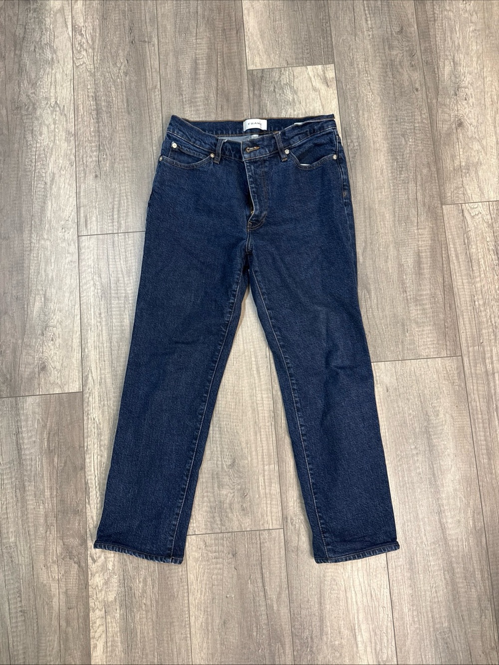 Frame Denim Dark Blue Straight-Leg Jeans
